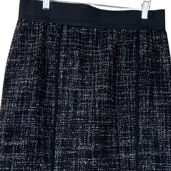 Halogen Black & White Wool Blend Tweed Pencil Skirt Size Women's Classic 14P - Picture 4 of 6
